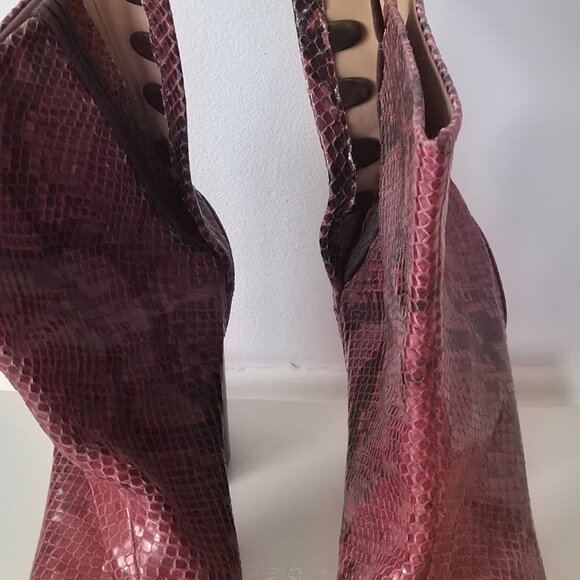 Maison Margiela Red Snakeskin Embossed Platform Tabi Boots Sz 40 - Picture 4 of 9
